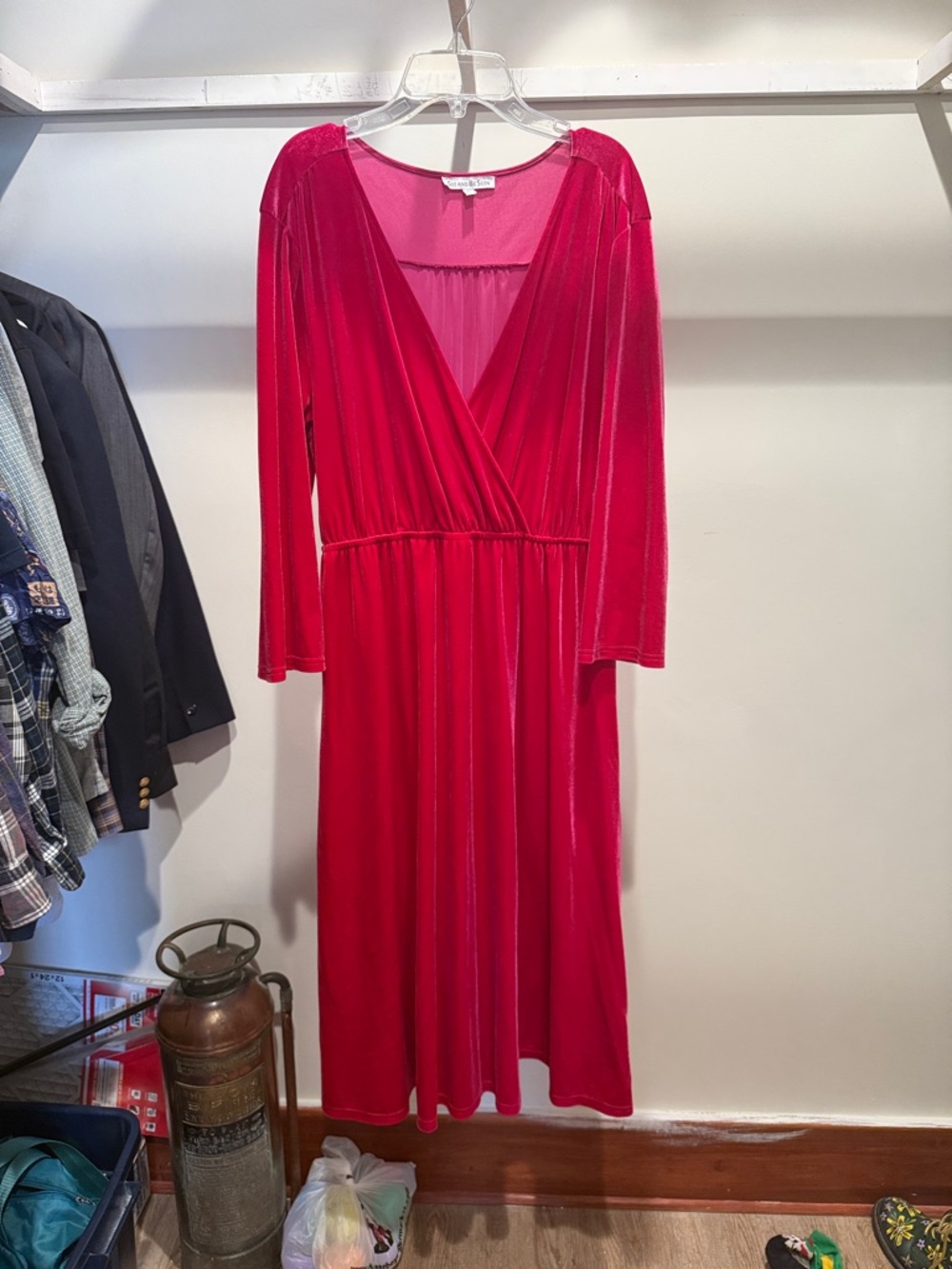 Hot pink velvet dress